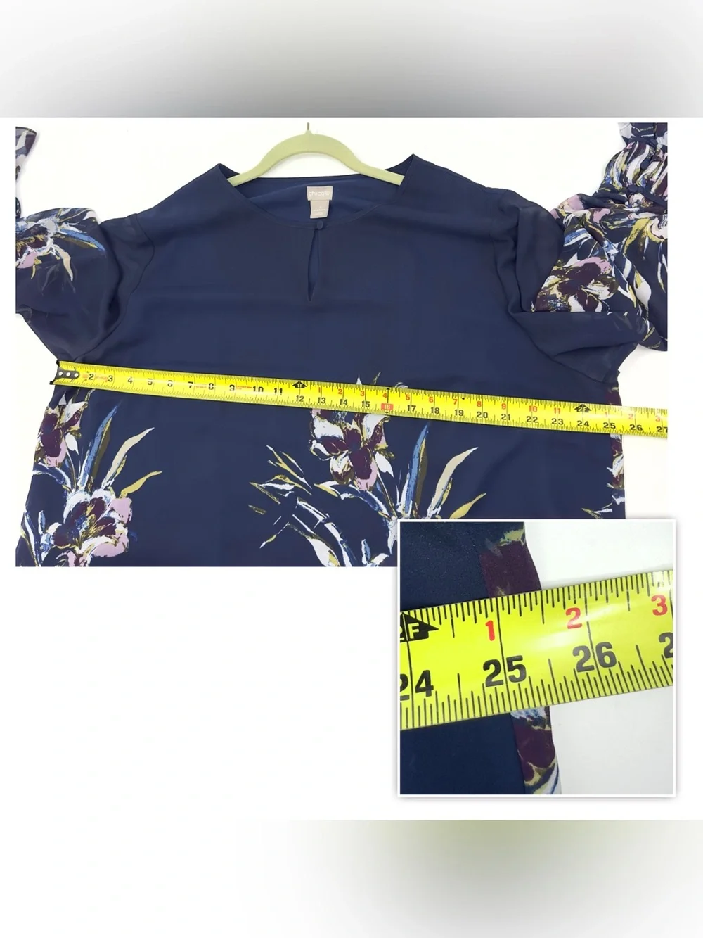 Chicos Birds Of Paradise Printed Blouse Top Size 4 US 20/22 XXL Fairy Floral - Picture 10 of 11